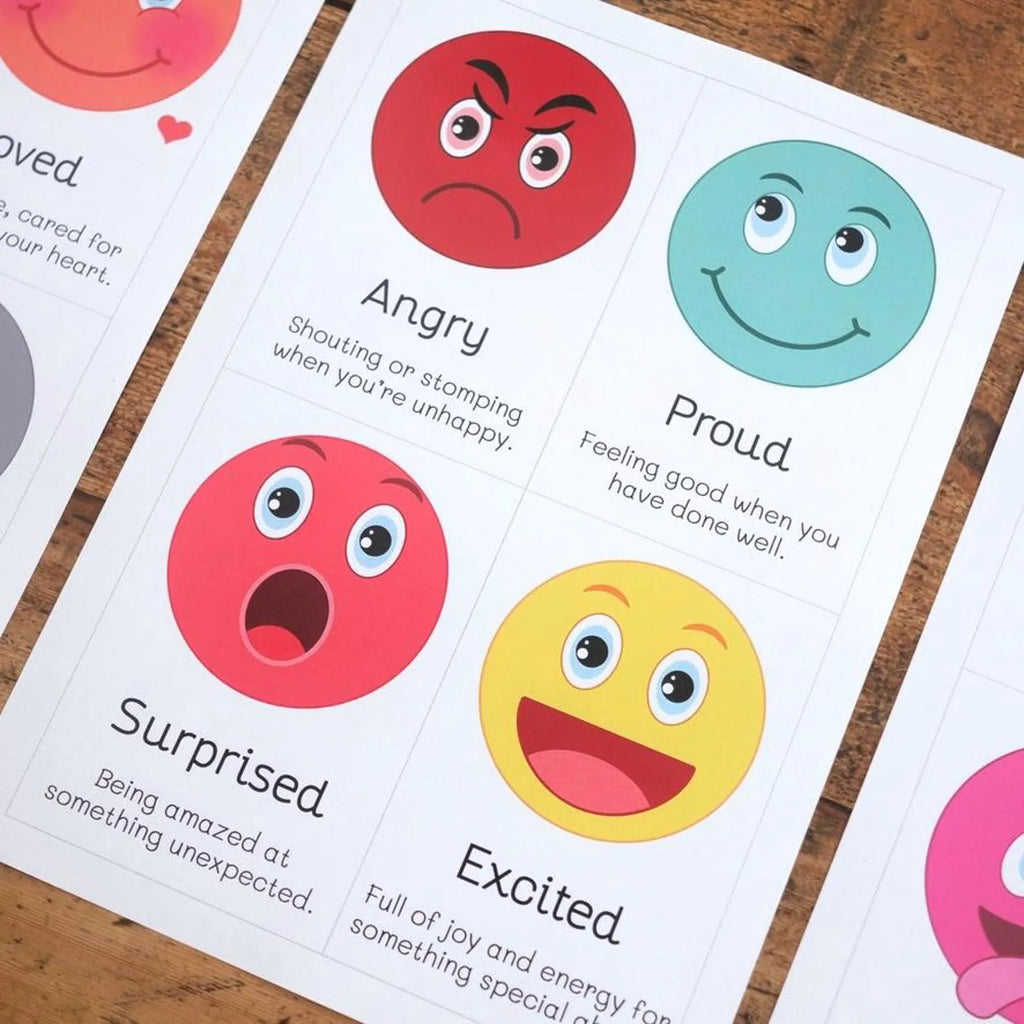 18 Emotion Flashcards - Printable Digital Download - Emotion faces and descriptions