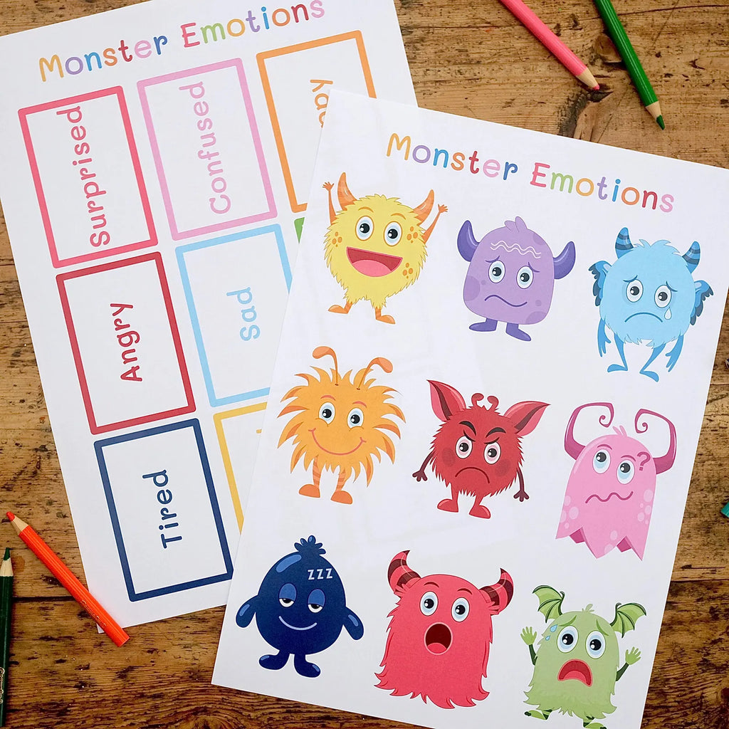 Monster Emotion Faces - Match the emotions - Printable Digital Download