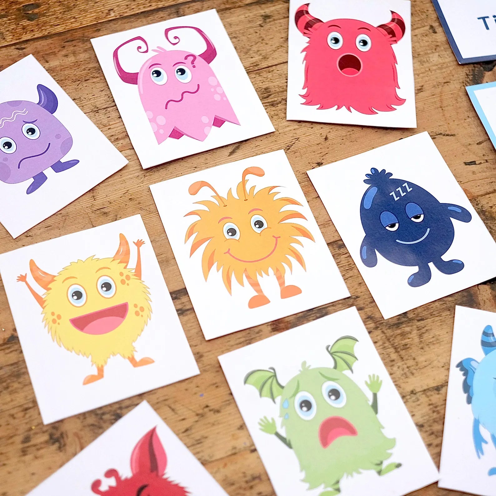 Monster Emotion Faces - Match the emotions - Printable Digital Download