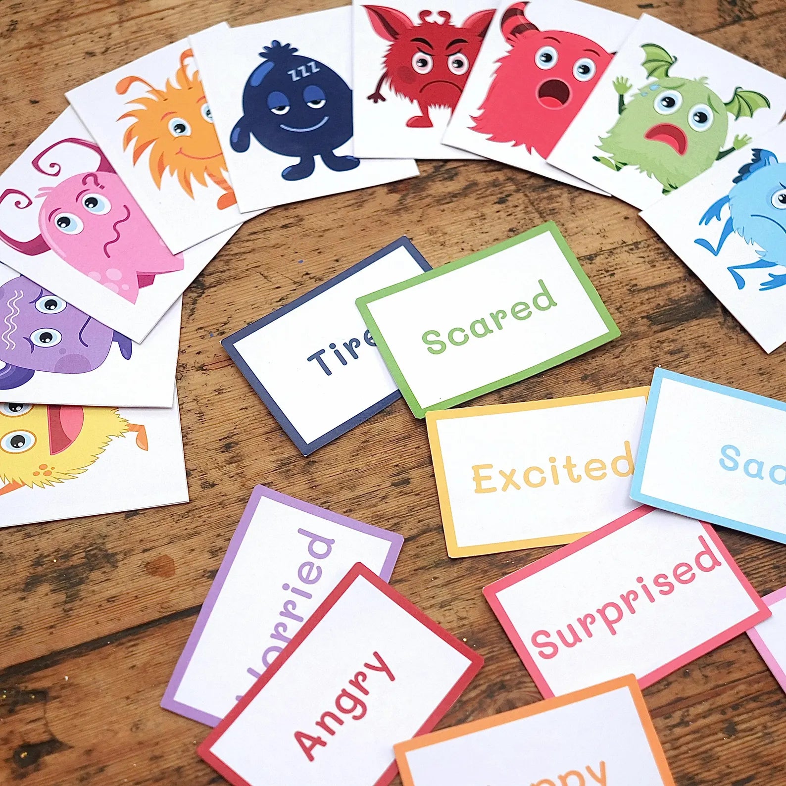 Monster Emotion Faces - Match the emotions - Printable Digital Download