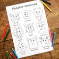 Emotions Colouring Sheet - 9 Monster Emotions - Printable Digital Download