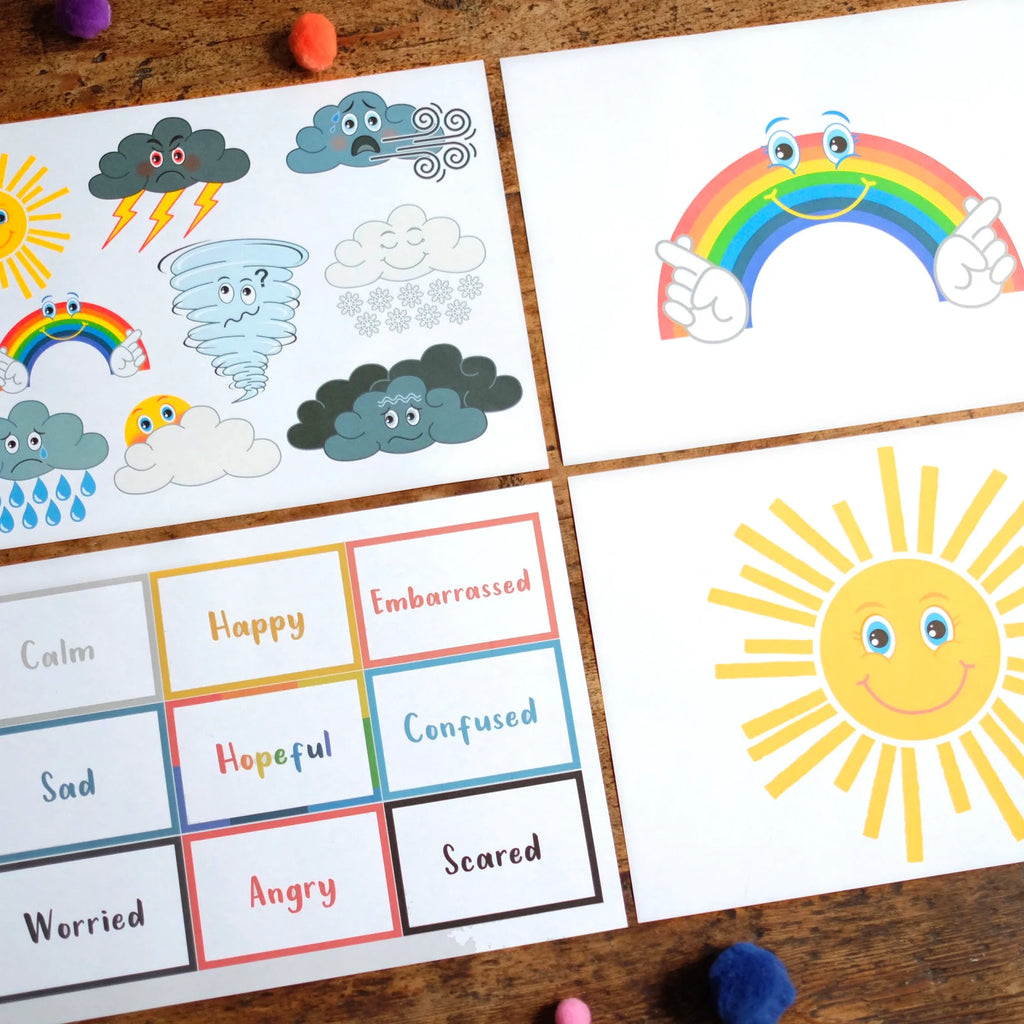 Weather Emotions - A4 Print and 9 x large individual weather emotions on A4 - Printable Digital Download