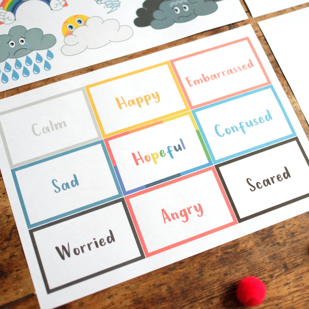 Weather Emotions - A4 Print and 9 x large individual weather emotions on A4 - Printable Digital Download