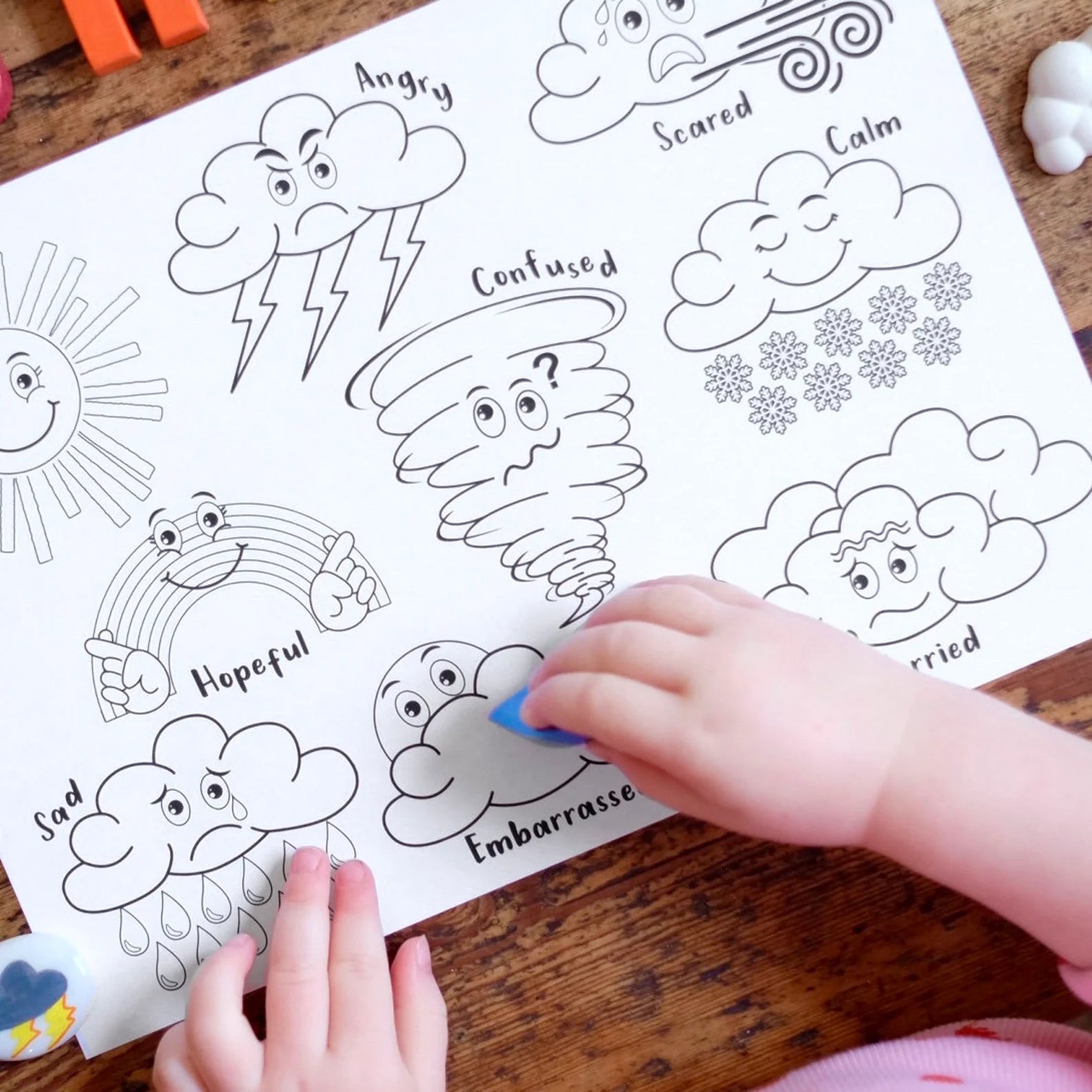 Weather Emotions - A4 Print and 9 x large individual weather emotions on A4 - Printable Digital Download
